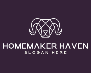 Geometric Polygon Ram logo design