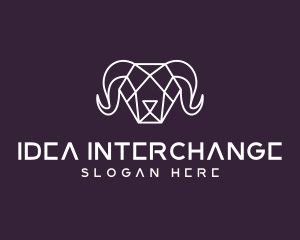 Geometric Polygon Ram logo design