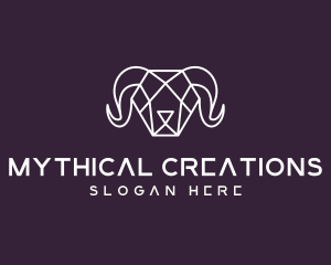 Geometric Polygon Ram logo design