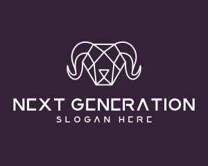 Geometric Polygon Ram logo design