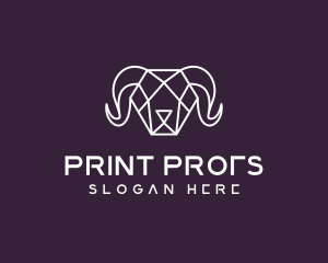 Geometric Polygon Ram logo design