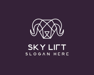 Geometric Polygon Ram logo design