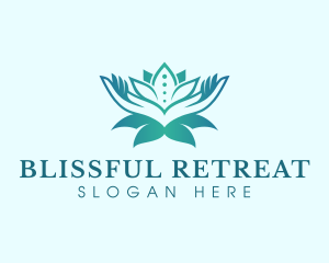 Wellness Hand Lotus logo design