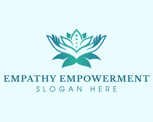 Wellness Hand Lotus logo design