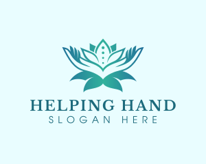 Wellness Hand Lotus logo design