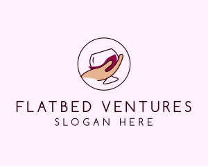 Wine Hand Glass logo design