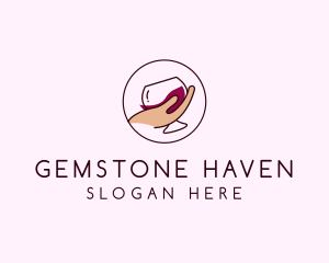 Wine Hand Glass logo design