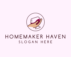 Wine Hand Glass logo design