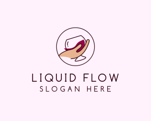 Wine Hand Glass logo design