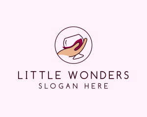 Wine Hand Glass logo design