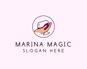 Wine Hand Glass logo design