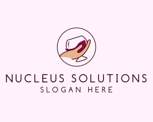 Wine Hand Glass logo design