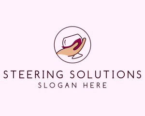 Wine Hand Glass logo design