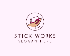 Wine Hand Glass logo design