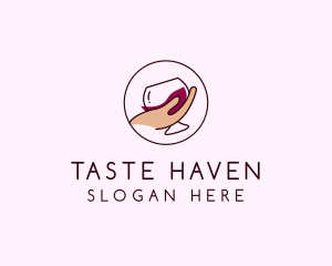Wine Hand Glass logo design