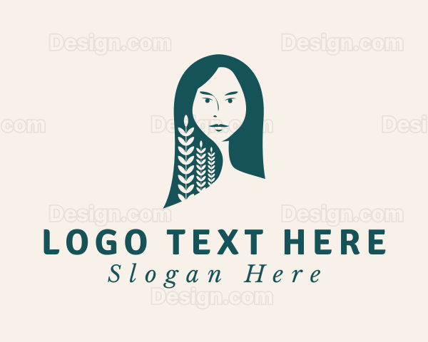 Green Natural Hairstyle Logo