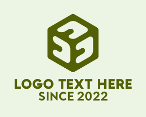 Green 3D Cube  logo