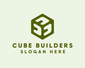 Green 3D Cube  logo design