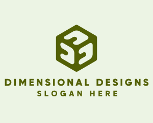 Green 3D Cube  logo design