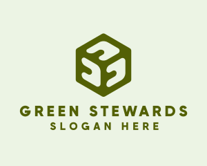 Green 3D Cube  logo design