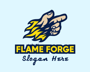 Flaming Human Hand logo design