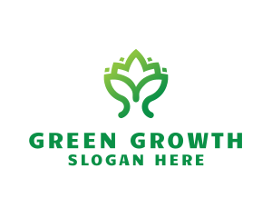 Green Lotus Plant logo design