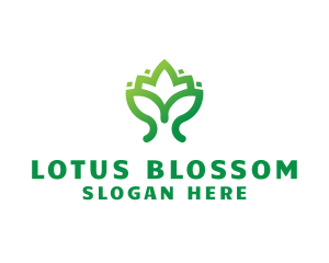 Green Lotus Plant logo design