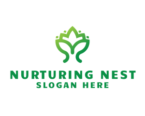 Green Lotus Plant logo design