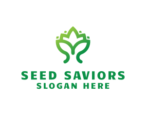 Green Lotus Plant logo design