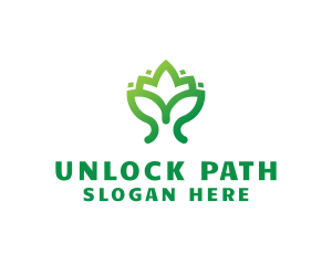 Green Lotus Plant logo design