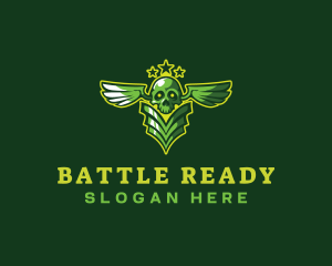 Military skull Wings logo design