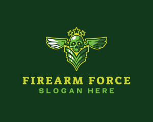 Military skull Wings logo design