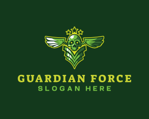 Military skull Wings logo design