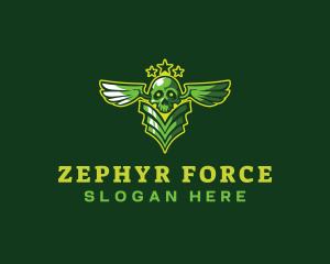 Military skull Wings logo design