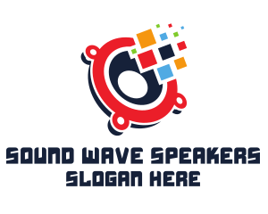 Pixel Audio Speaker logo design