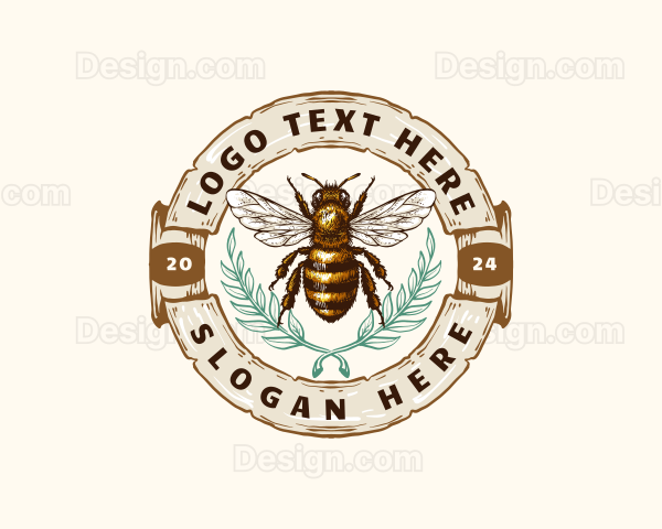 Bee Honey Leaf Organic Logo