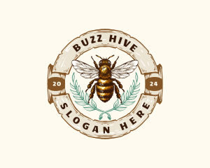 Bee Honey Leaf Organic logo design