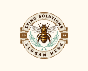 Bee Honey Leaf Organic logo design