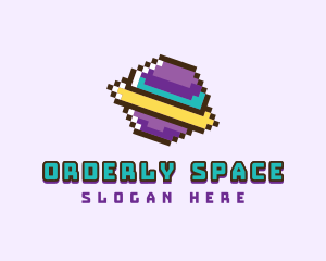 Pixelated Space Planet  logo design