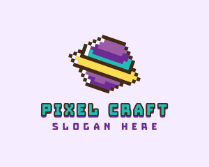 Pixelated Space Planet  logo design