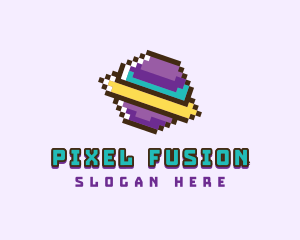 Pixelated Space Planet  logo design