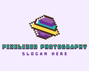 Pixelated Space Planet  logo design