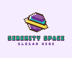 Pixelated Space Planet  logo design