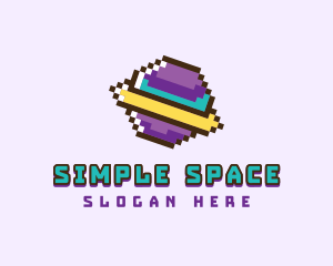 Pixelated Space Planet  logo design