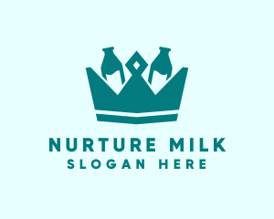 Green Milk King Crown  logo design