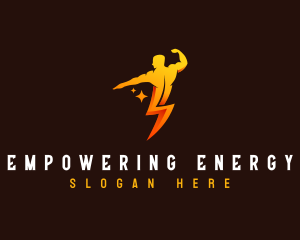 Lightning Strong Man logo design