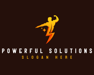 Lightning Strong Man logo design