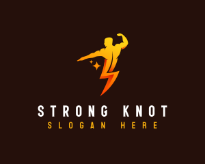 Lightning Strong Man logo design