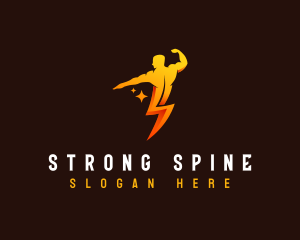 Lightning Strong Man logo design