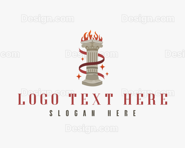 Ribbon Column Flame Logo